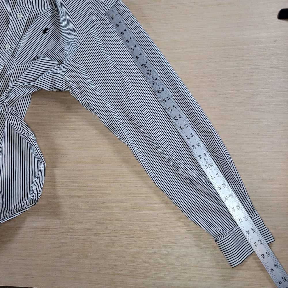 Polo Ralph Lauren Classic Fit Button Down Striped Shirt Blue/White 16.5 L Preppy - Picture 11 of 13